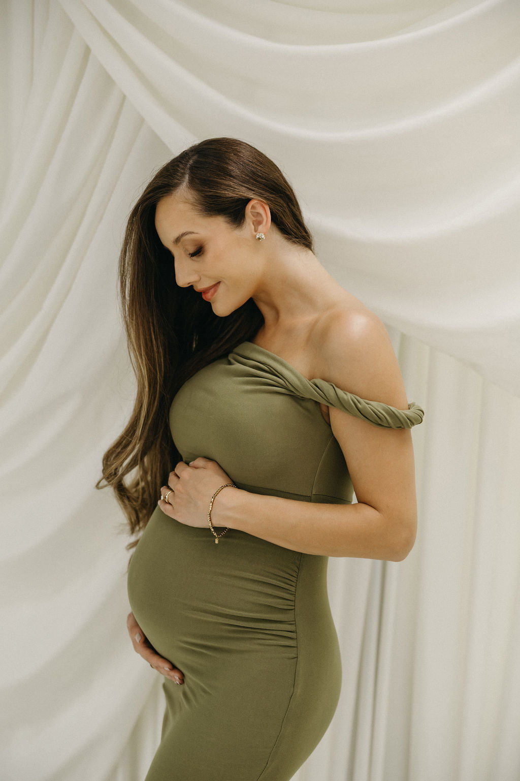 The Lita Olive Twisted Club London Maternity Dress
