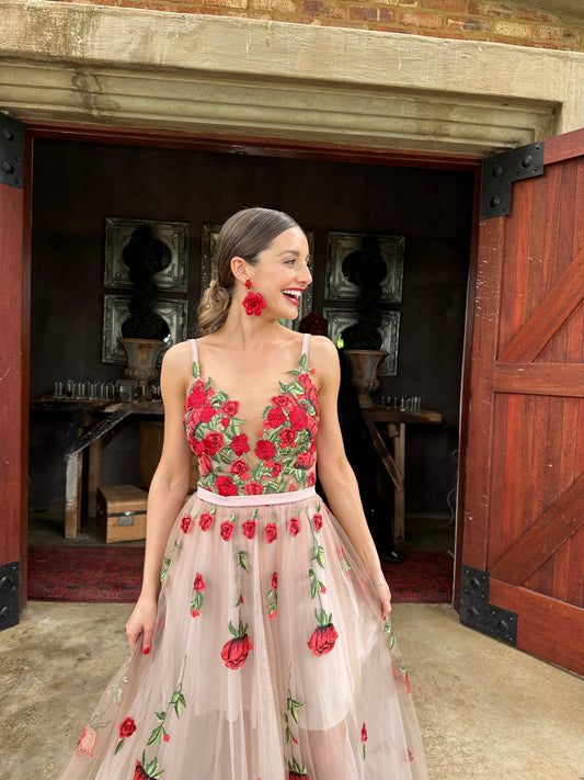 Anel Botha Red Floral Midi