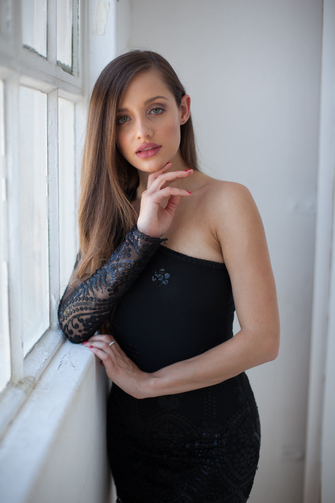 The One Sleeve Lace Mini
