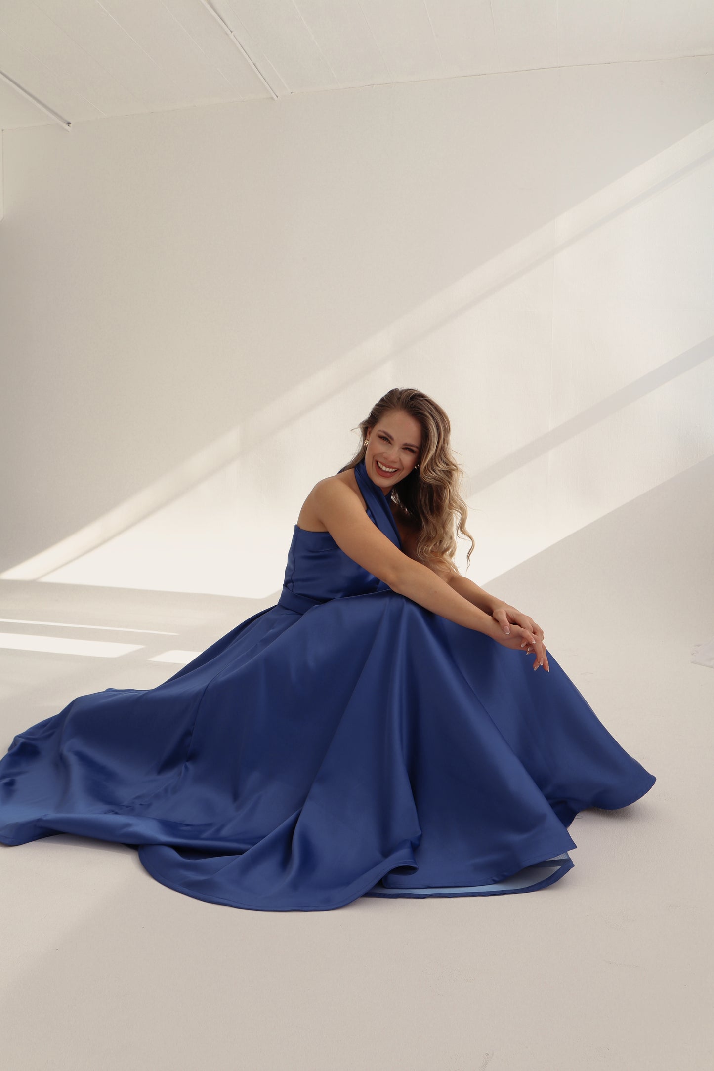 The Royal Blue Satin Gown