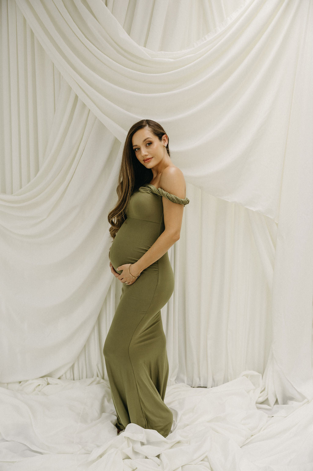 The Lita Olive Twisted Club London Maternity Dress