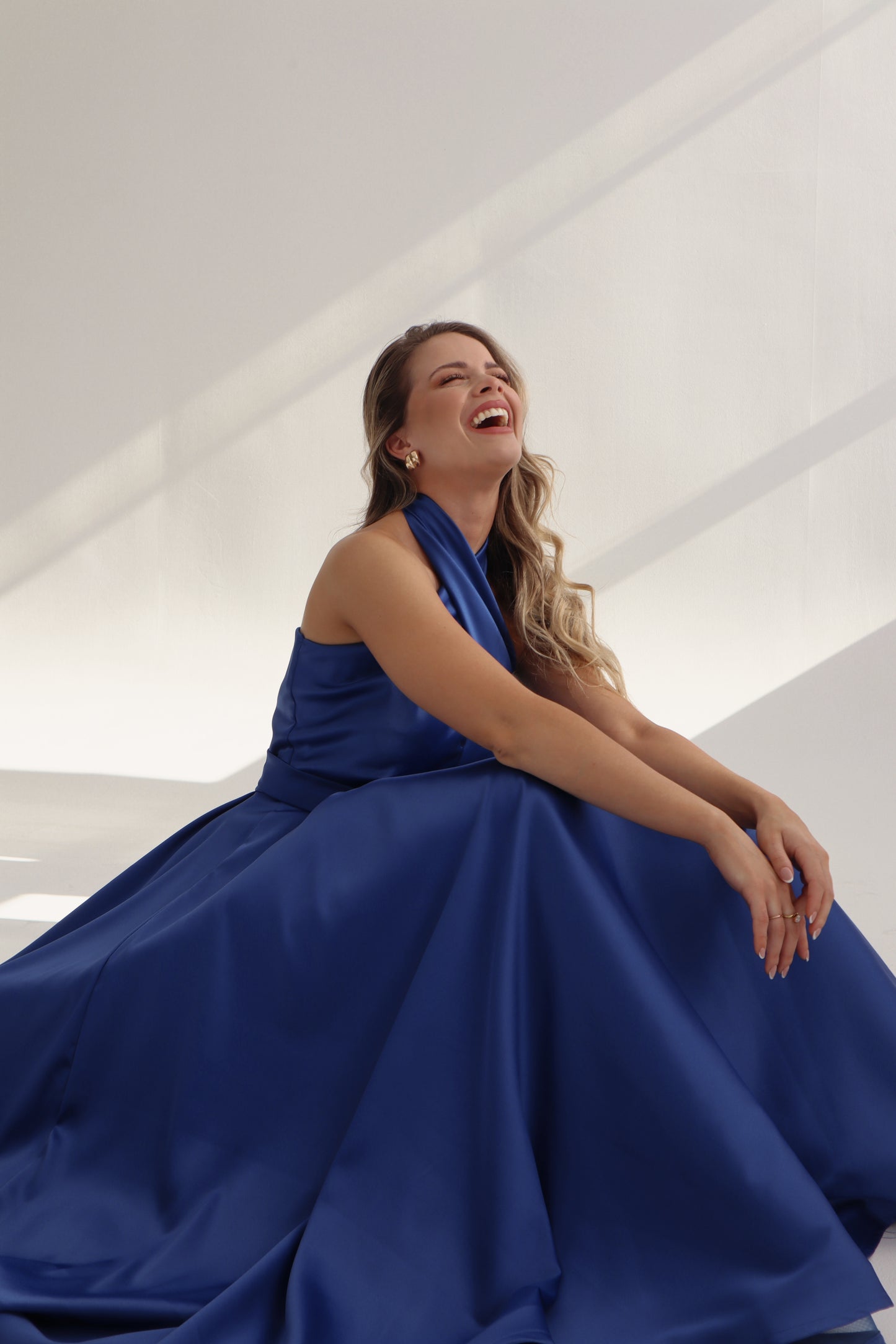 The Royal Blue Satin Gown